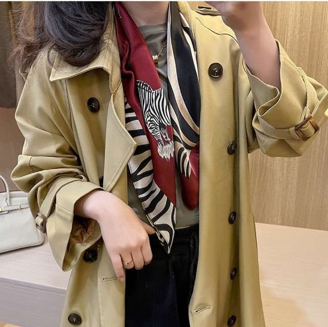  【シルク】シマウマ柄シルクツイリースカーフ
