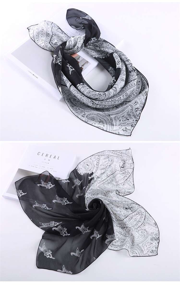 優雅な花模様シルクスカーフ