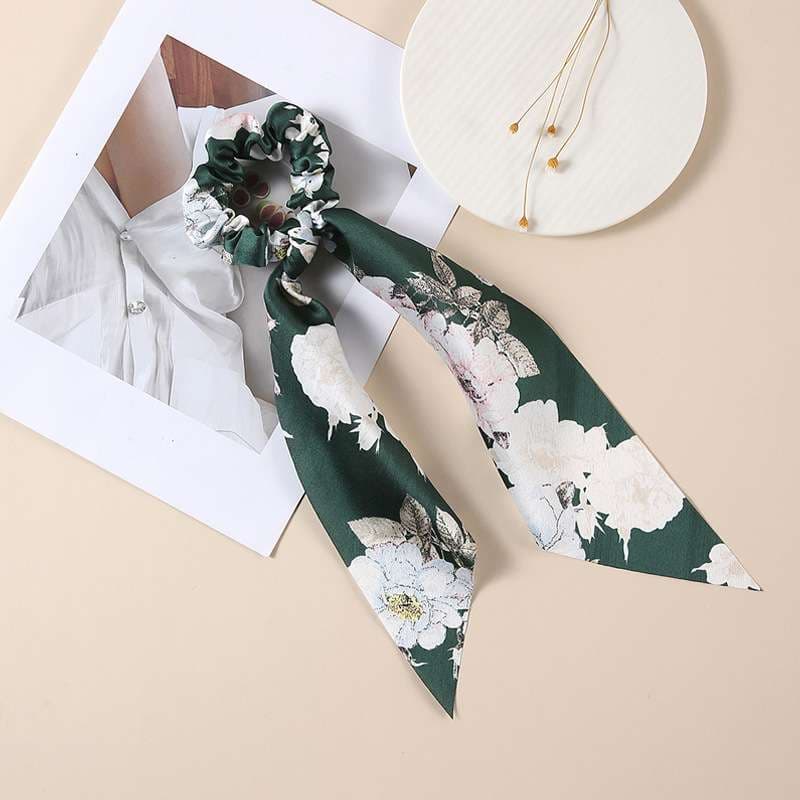 花柄シフォンスカーフシュシュ