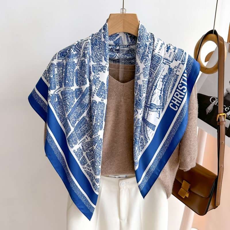 都市地図柄シルクスカーフ