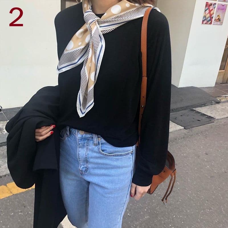 スカーフ かわいらしい上品な絹風スカーフ