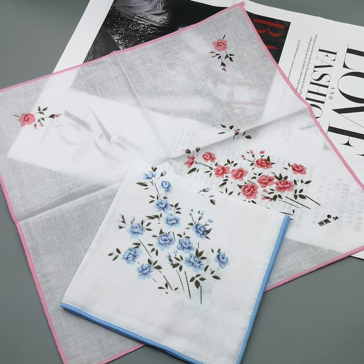 スカーフ 花刺繍のやさしさハンカチ