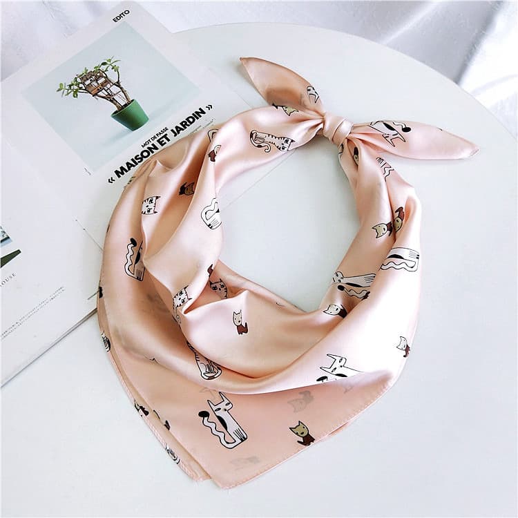 猫柄シルクスカーフ