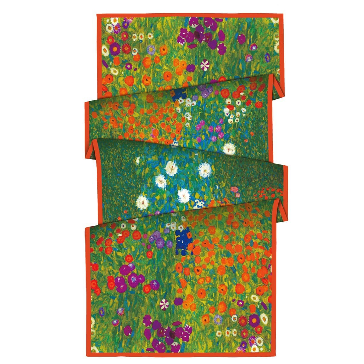 スカーフ 花園絵画風ロングスカーフ