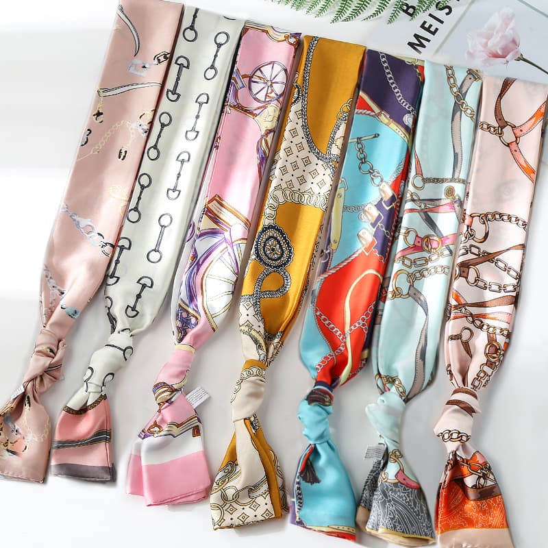 スカーフ 千鳥格子柄シルクスカーフ