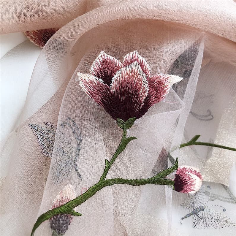 スカーフ 花刺繍シアーストール